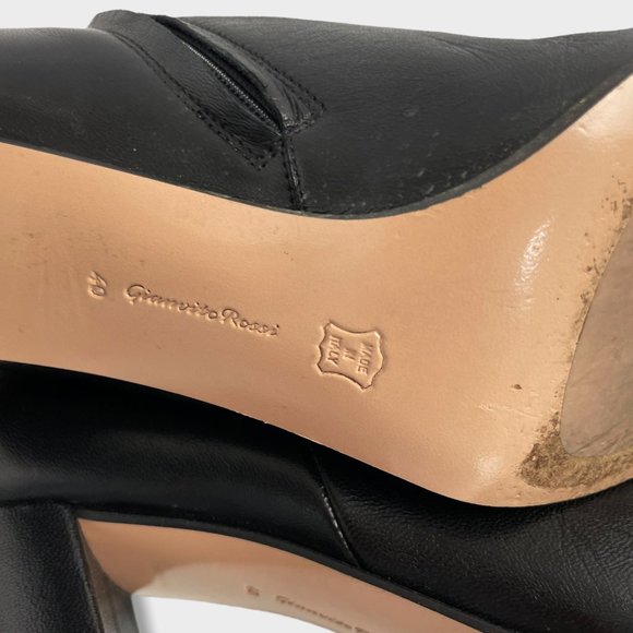 Gianvito Rossi Black Leather Patent Cap Toe Ankle‎ Boots - Picture 10 of 12